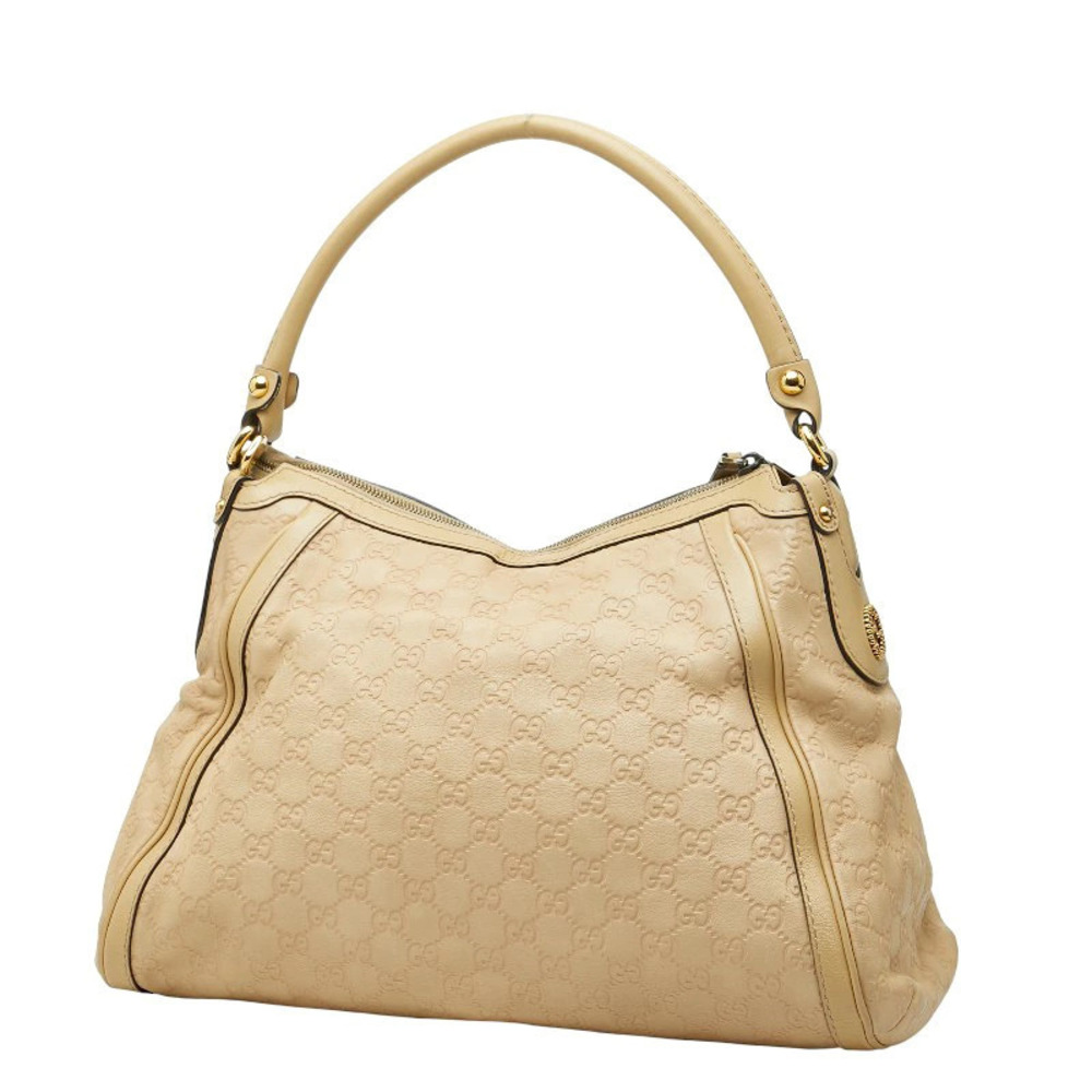 Gucci Leather Handbag Beige ssima Tan